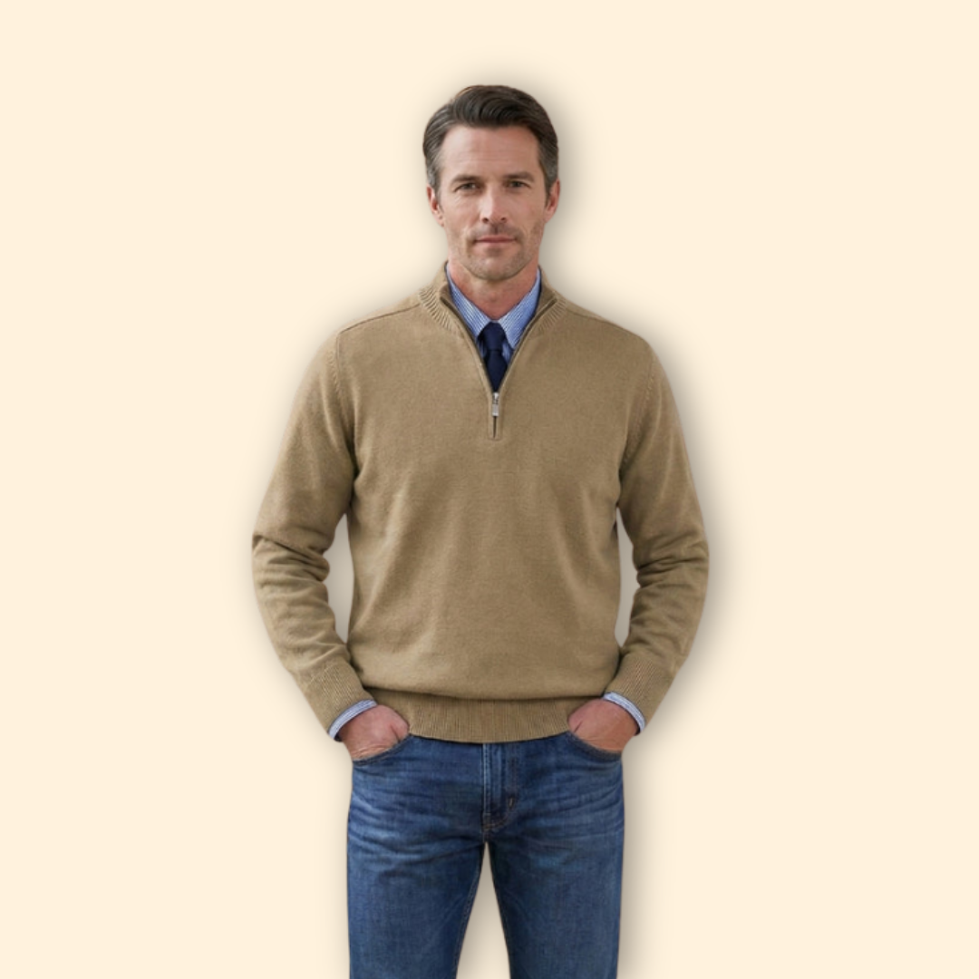 Men's Classic Ribbed Half Zip Jumper