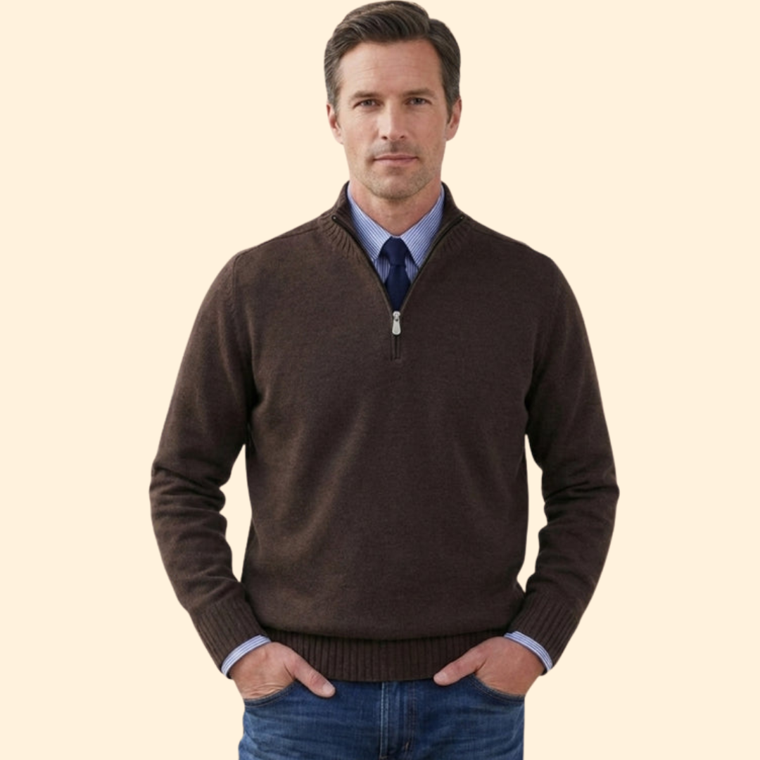 Men's Classic Ribbed Half Zip Jumper
