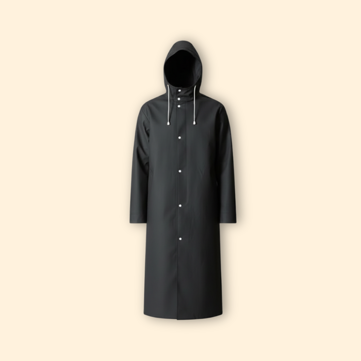 Men's Long Raincoat with Hood