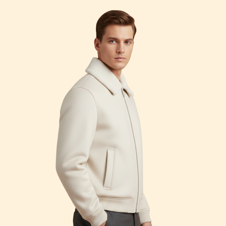 Men’s Shearling Collar Bomber Jacket