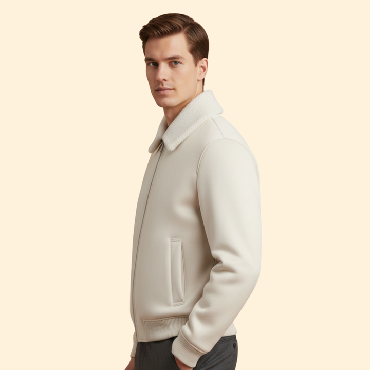 Men’s Shearling Collar Bomber Jacket