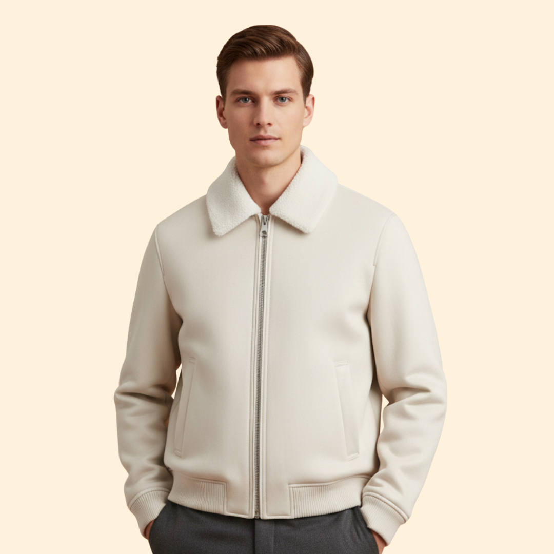 Men’s Shearling Collar Bomber Jacket