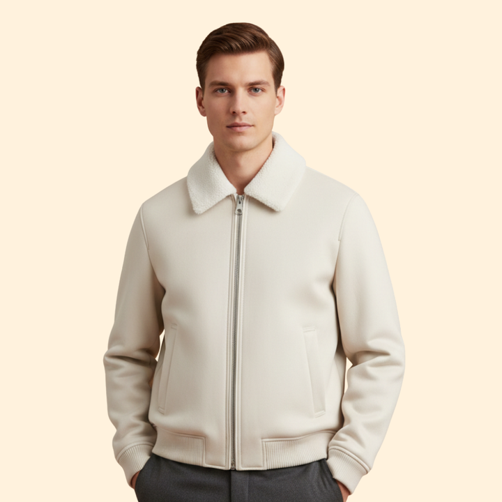 Men’s Shearling Collar Bomber Jacket