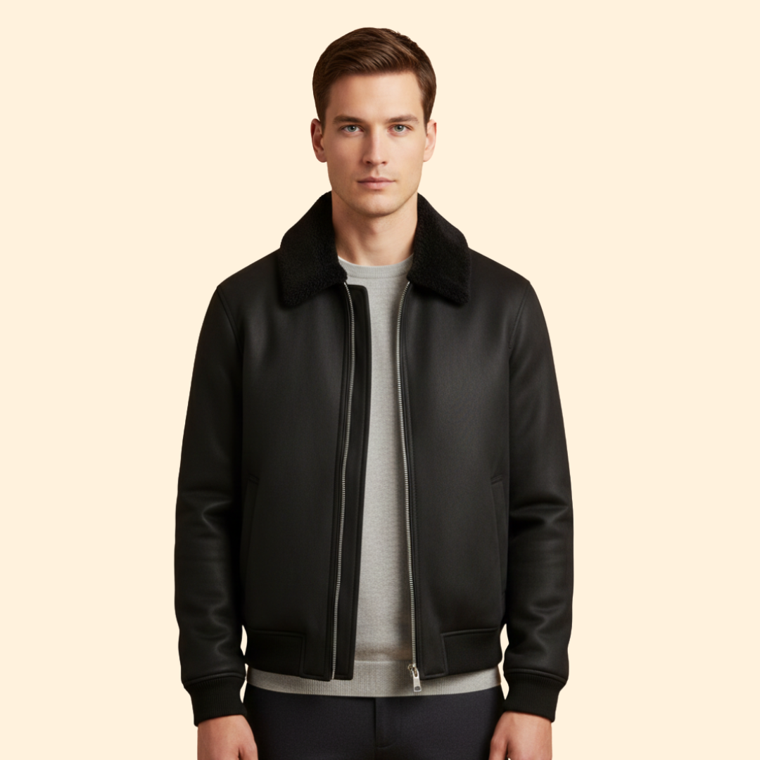 Men’s Shearling Collar Bomber Jacket