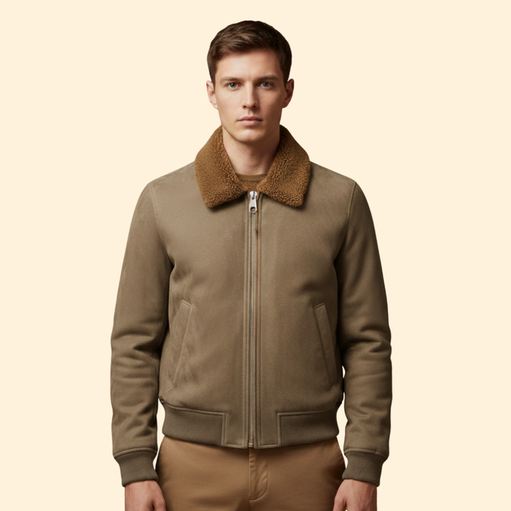 Men’s Shearling Collar Bomber Jacket