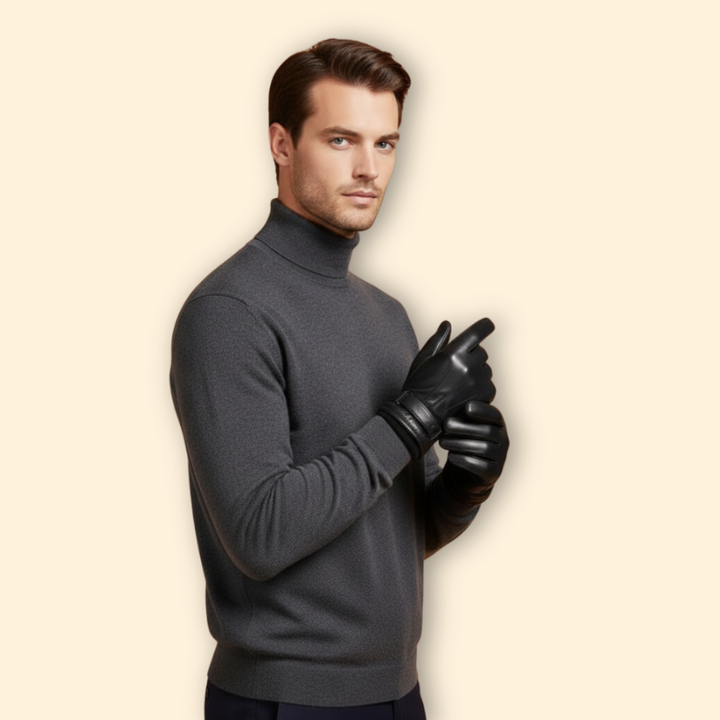 Sleek Leather Winter Gloves