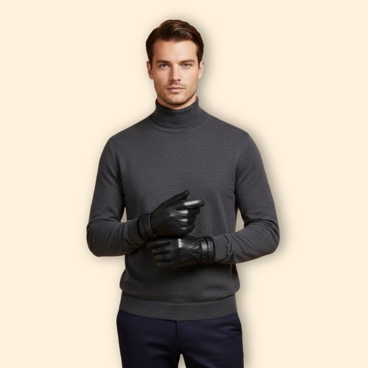 Sleek Leather Winter Gloves