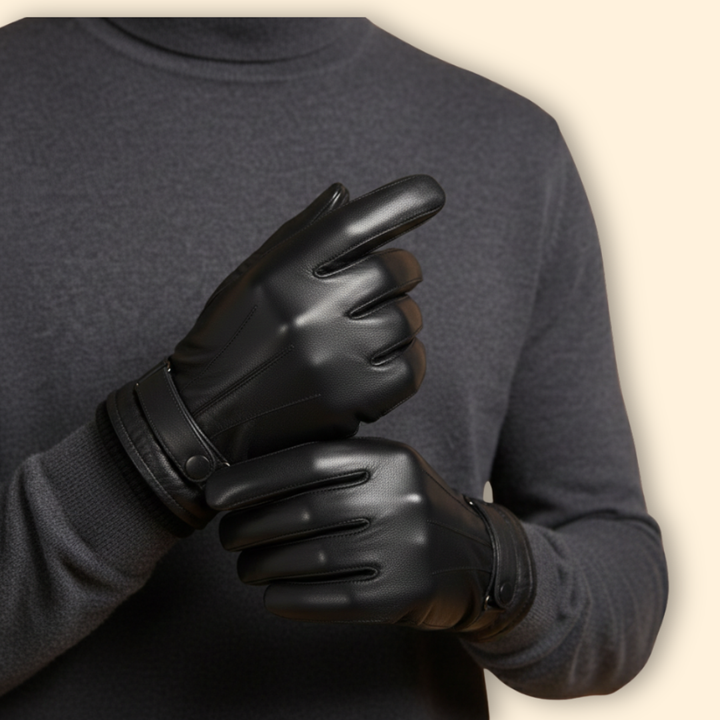 Sleek Leather Winter Gloves