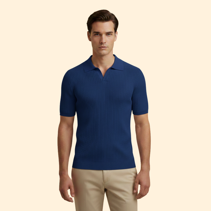 Men's Ribbed V-Neck Polo
