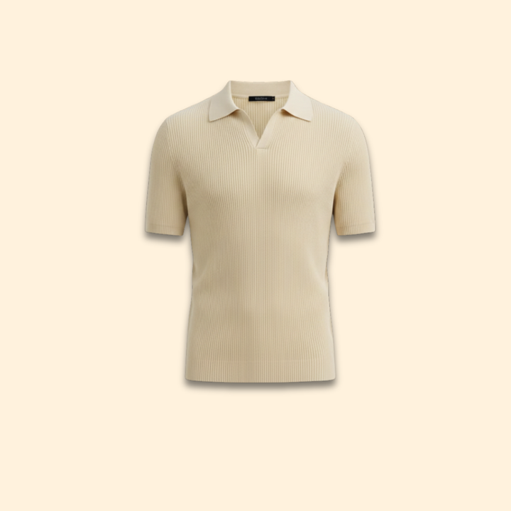 Men's Ribbed V-Neck Polo