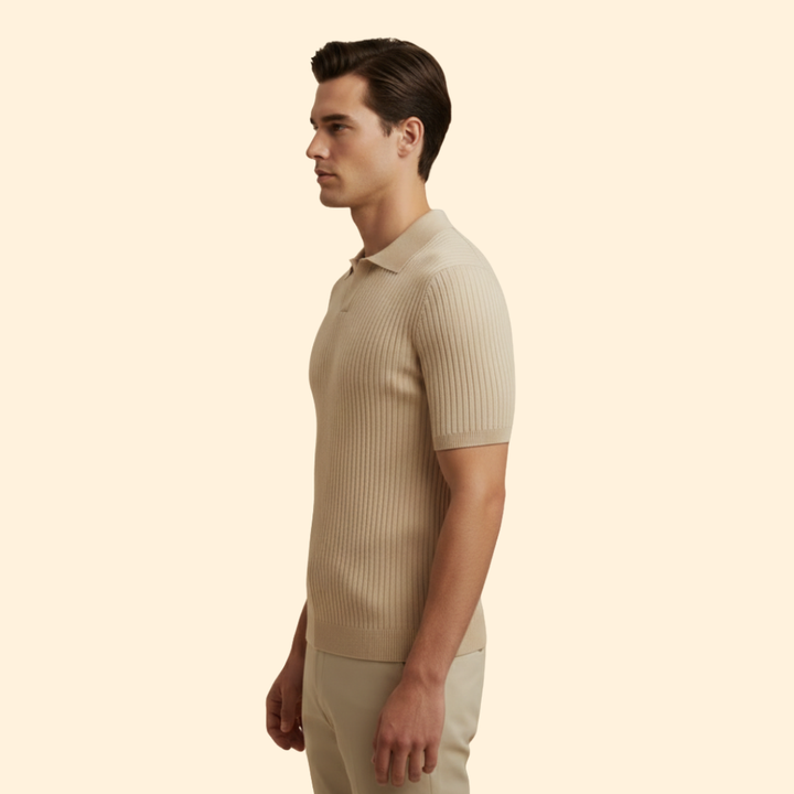Men's Ribbed V-Neck Polo