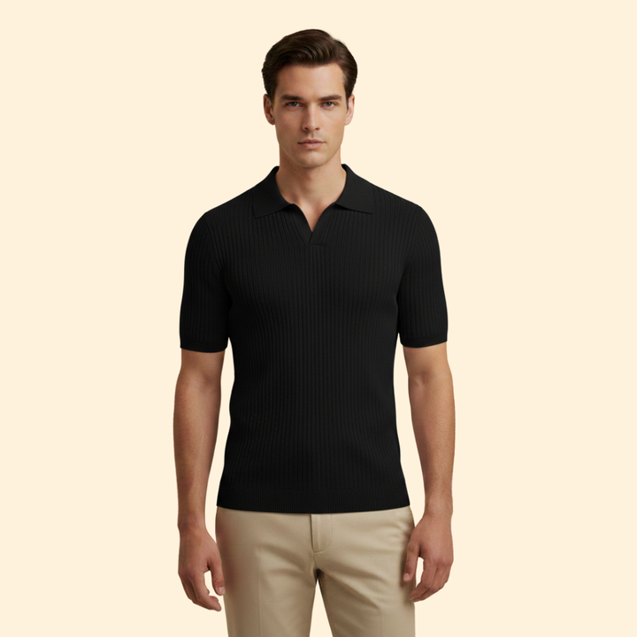 Men's Ribbed V-Neck Polo