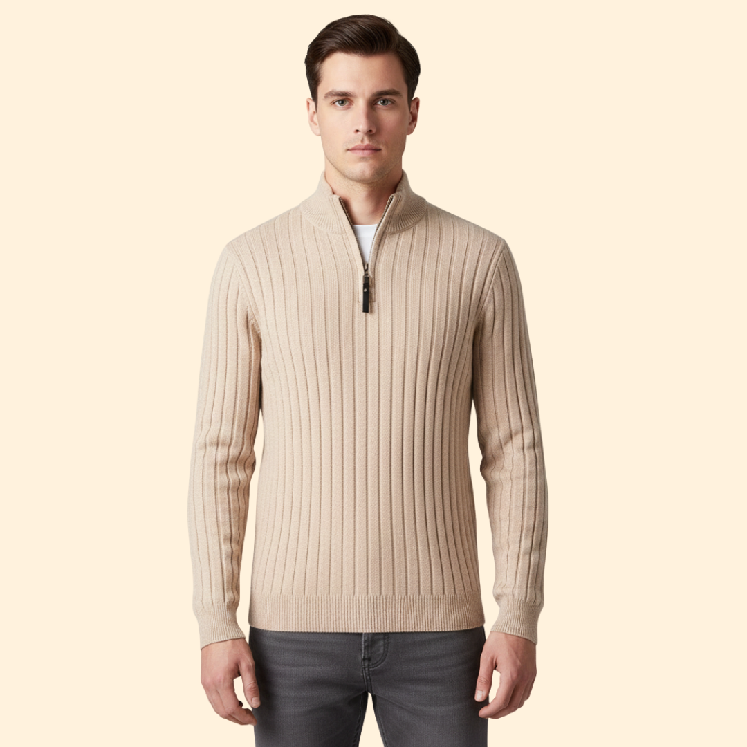 Mens's Ribbed Half-Zip Jumper