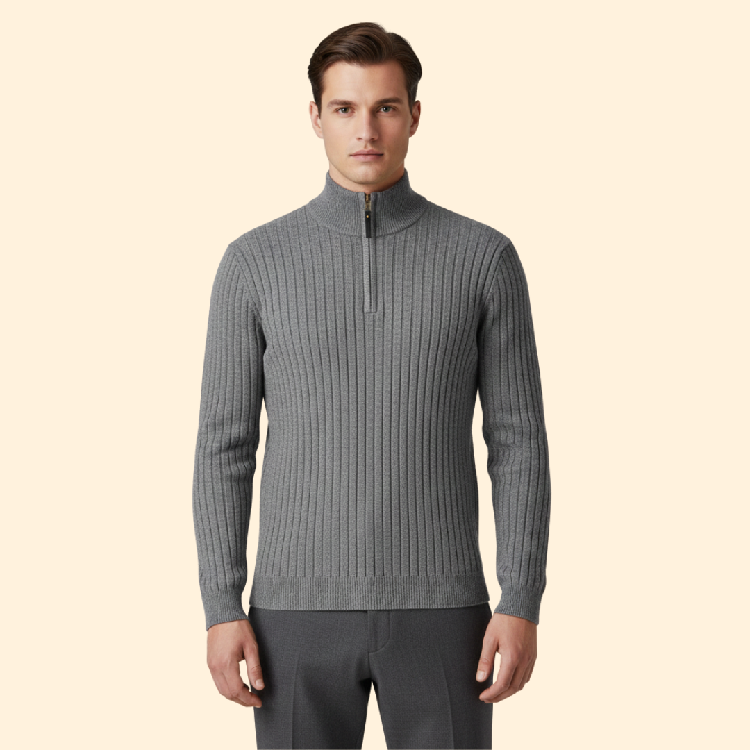 Mens's Ribbed Half-Zip Jumper