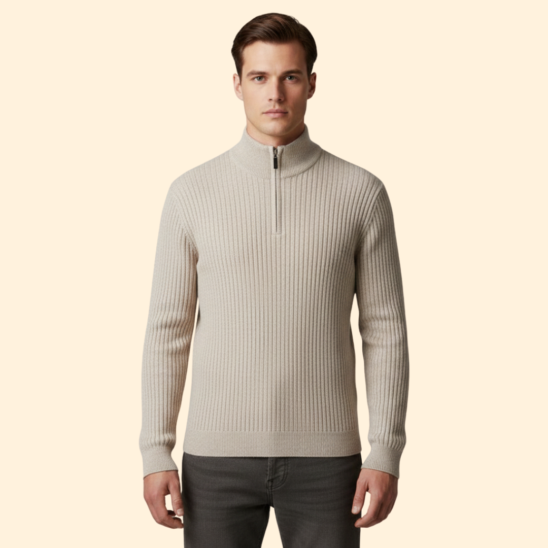 Mens's Ribbed Half-Zip Jumper
