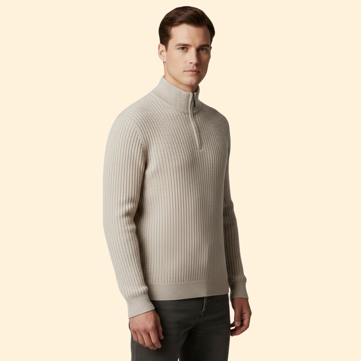 Mens's Ribbed Half-Zip Jumper