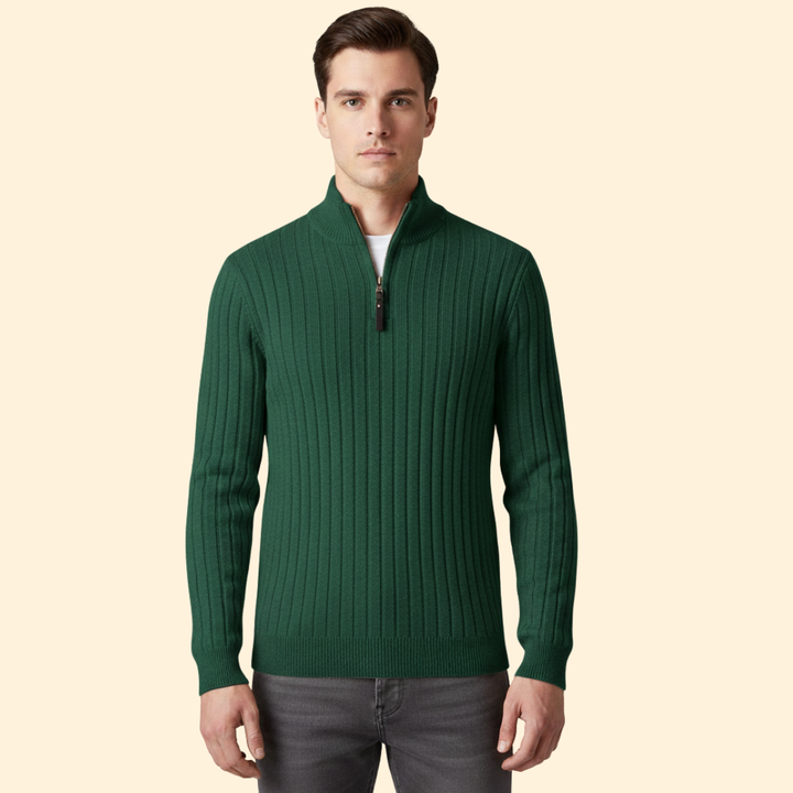 Mens's Ribbed Half-Zip Jumper