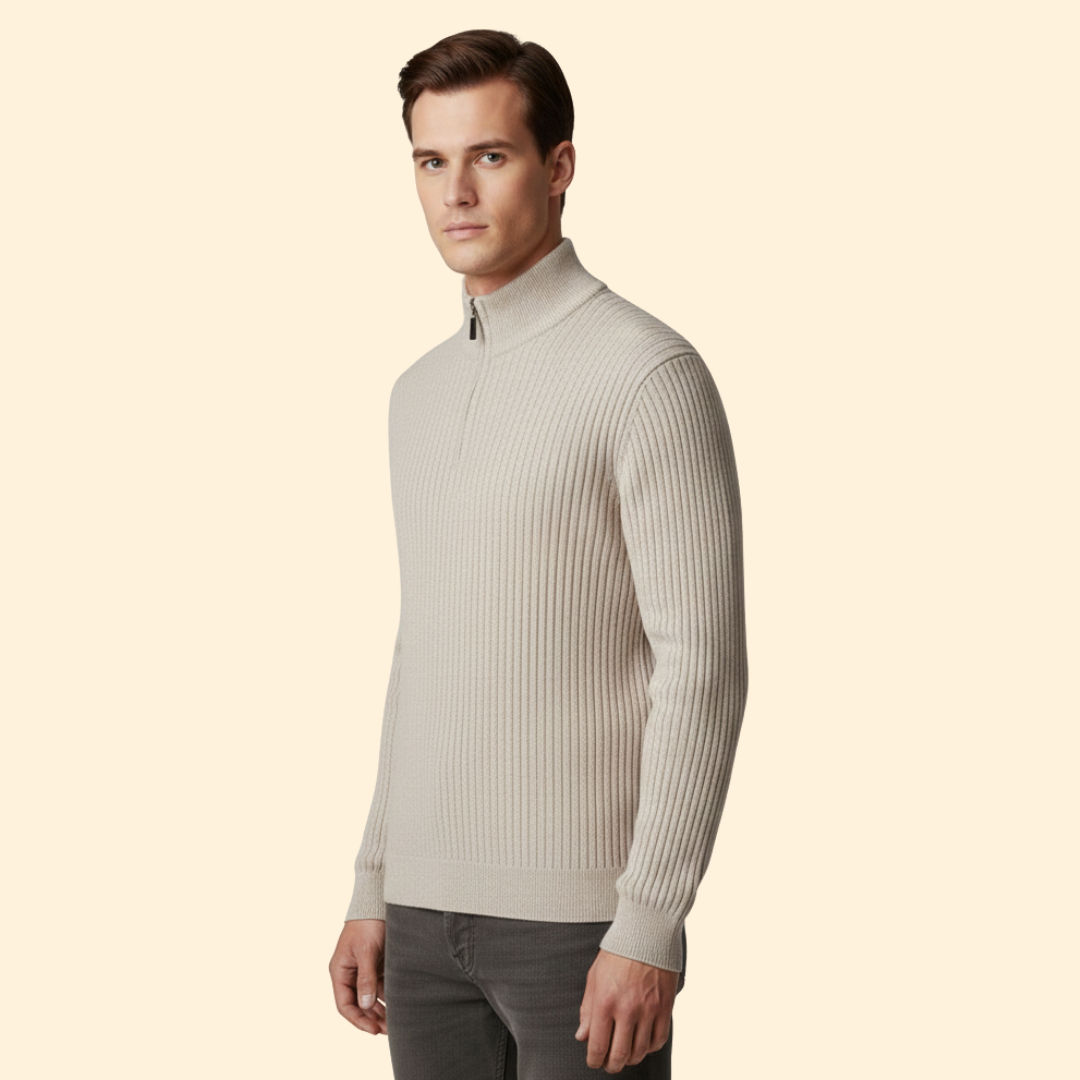 Mens's Ribbed Half-Zip Jumper