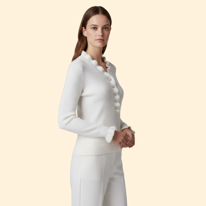 Women's Soft Ruffled Knit Jumper
