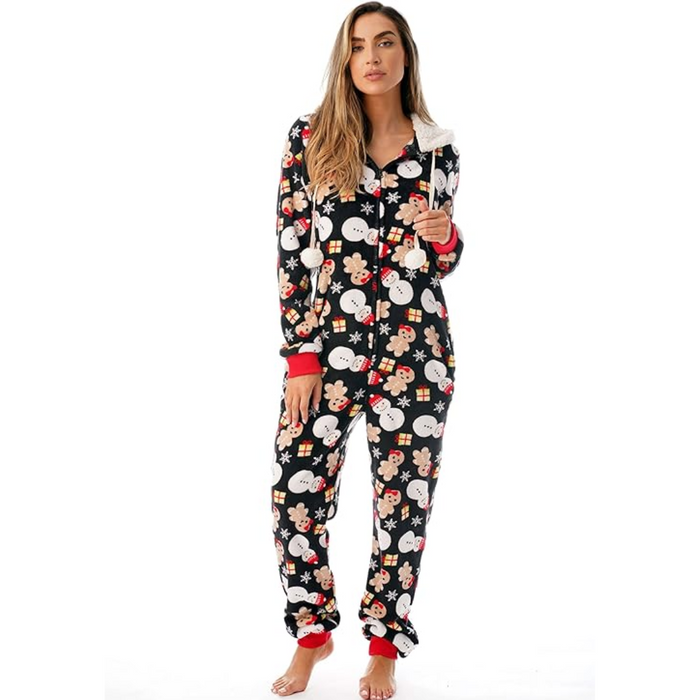 Women's Christmas Onesie Hooded Festive Print Loungewear