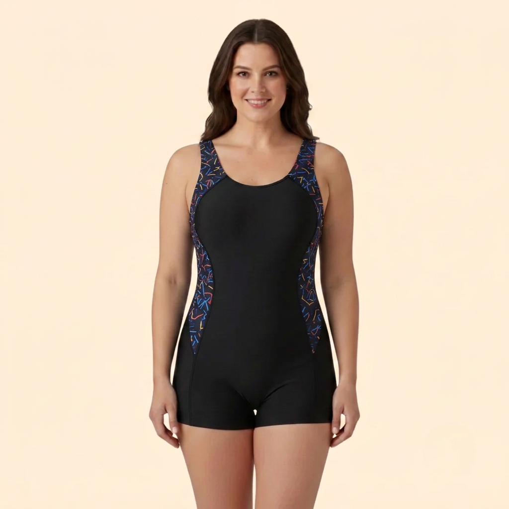 Women's Athletic Panelled Swim Romper