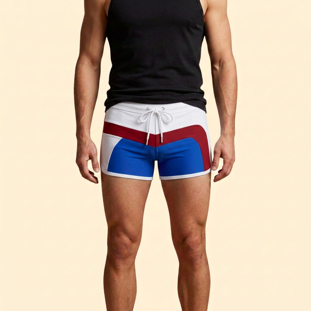 Men's Contrast Waistband Swim Shorts