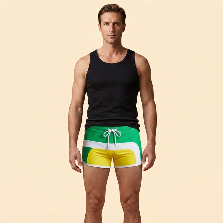 Men's Contrast Waistband Swim Shorts