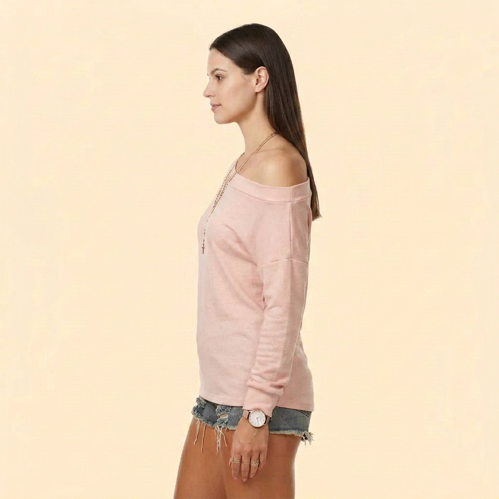 Women’s Asymmetric Off-Shoulder Long Sleeve Relaxed Top