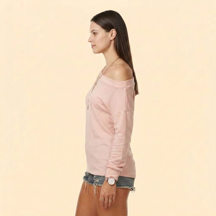 Women’s Asymmetric Off-Shoulder Long Sleeve Relaxed Top