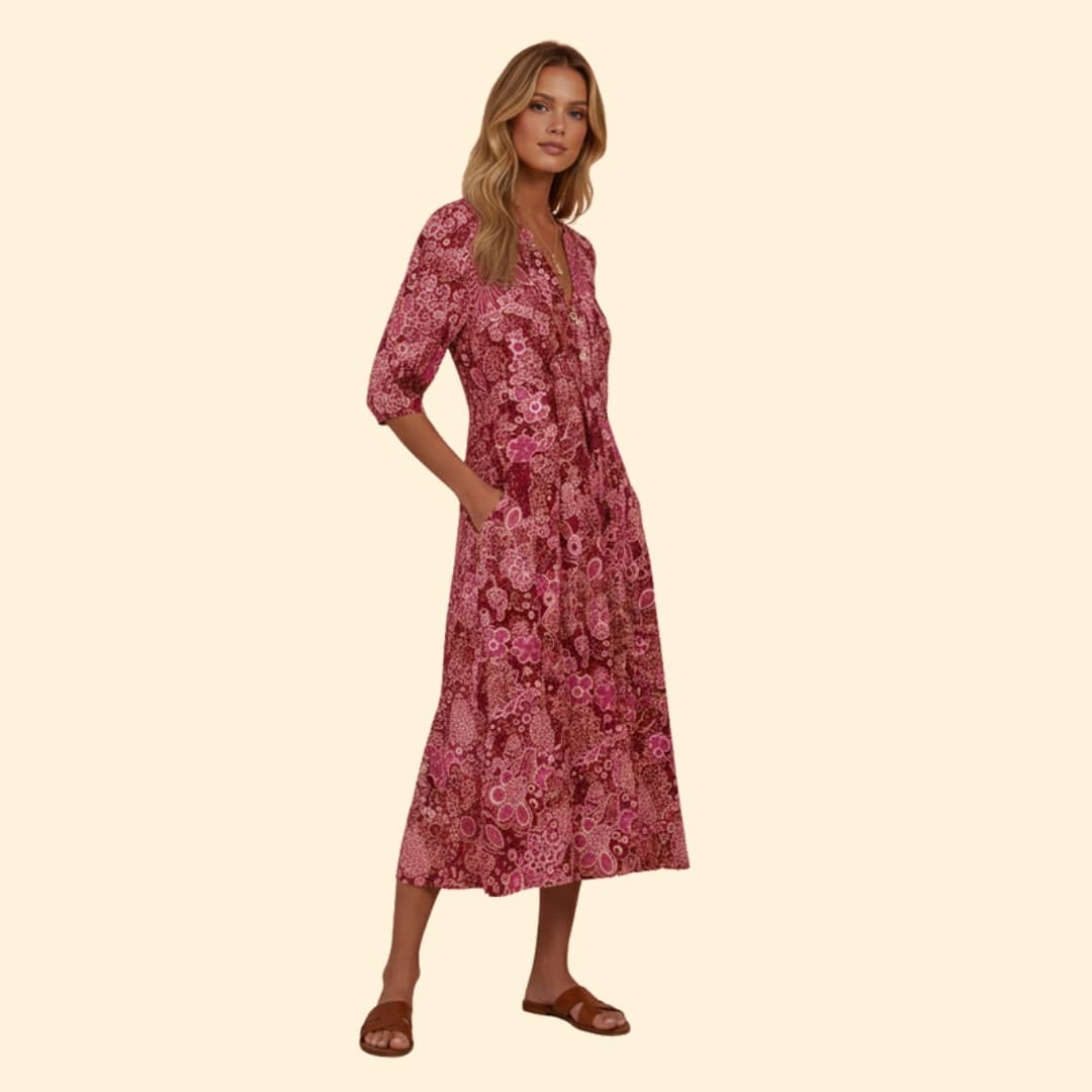 Women's Vibrant Floral Midi Dress