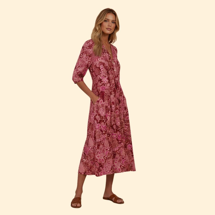 Women's Vibrant Floral Midi Dress