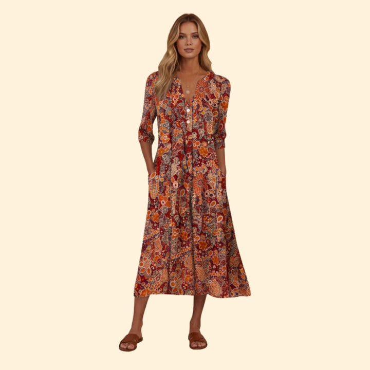 Women's Vibrant Floral Midi Dress