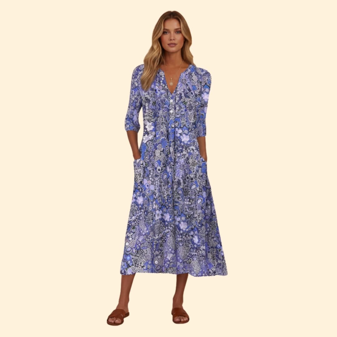 Women's Vibrant Floral Midi Dress