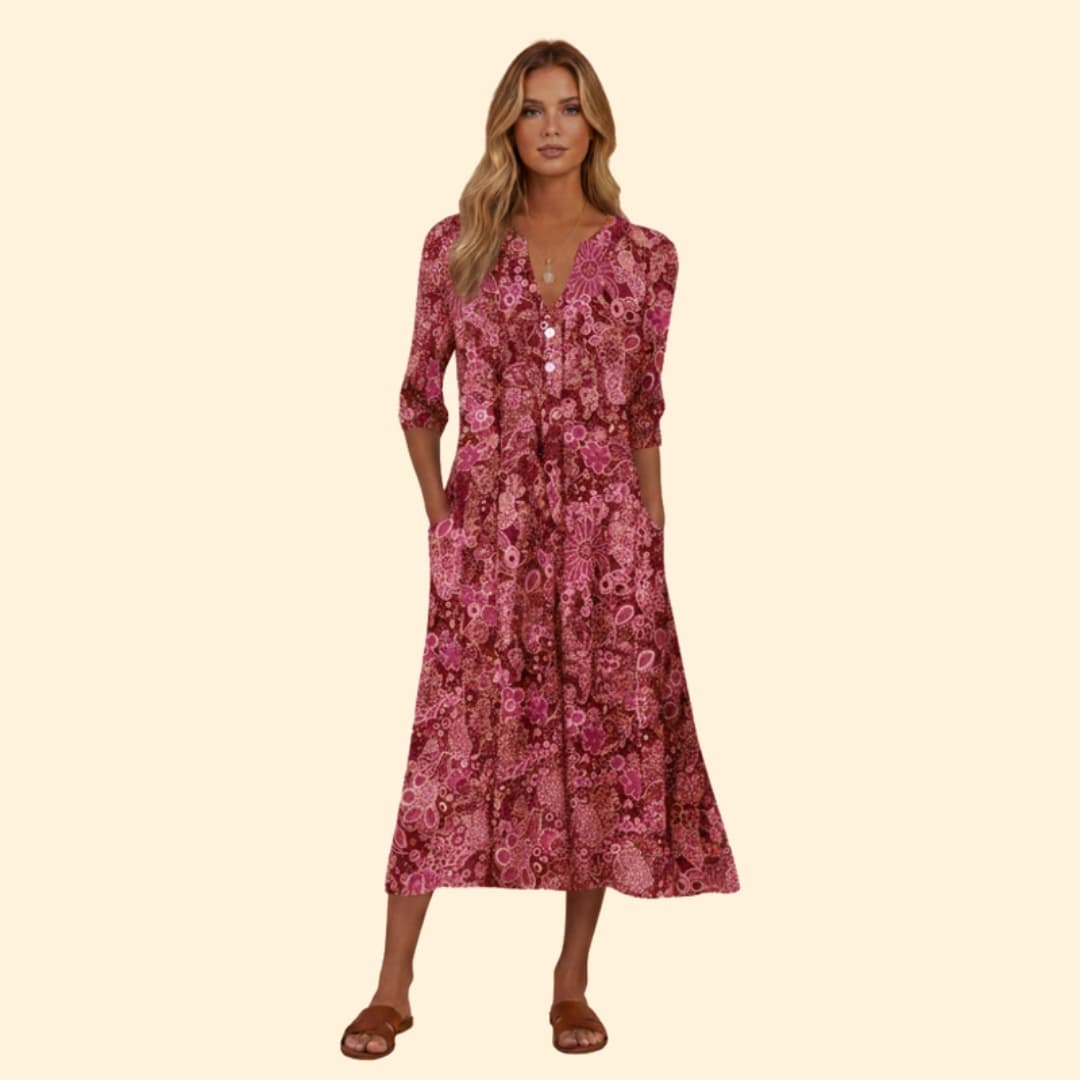 Women's Vibrant Floral Midi Dress