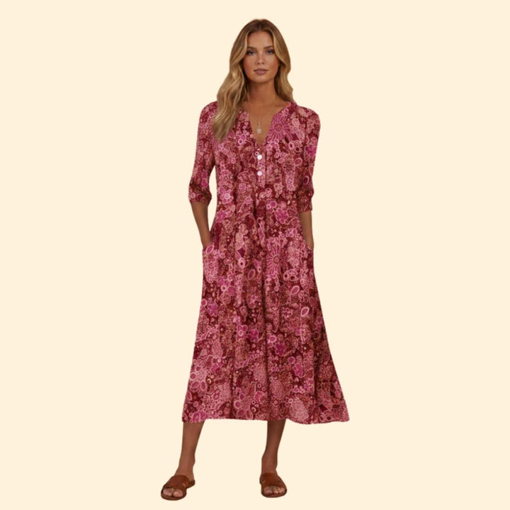Women's Vibrant Floral Midi Dress