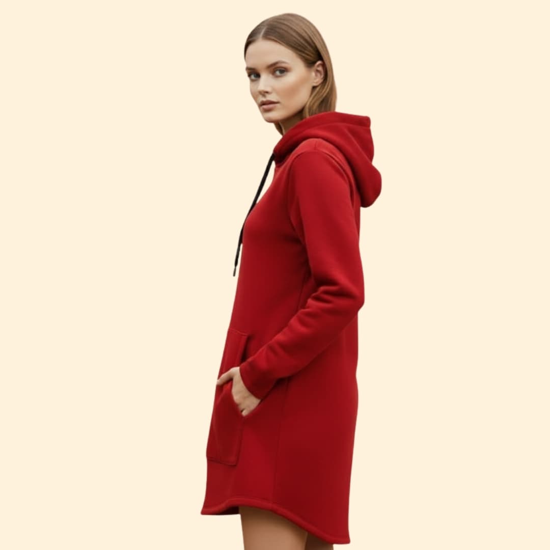 Women's Cozy Hoodie Dress with Pocket