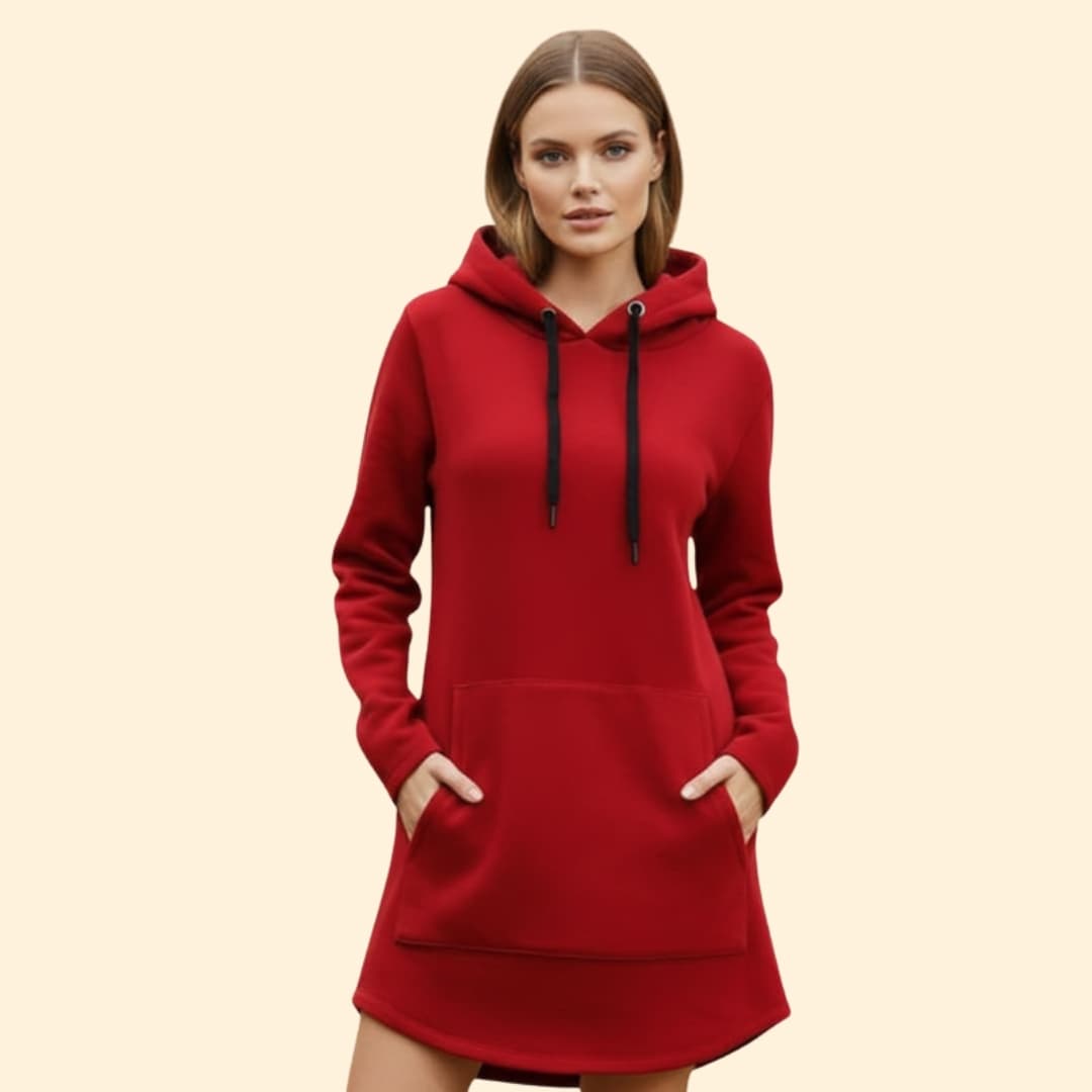Women's Cozy Hoodie Dress with Pocket