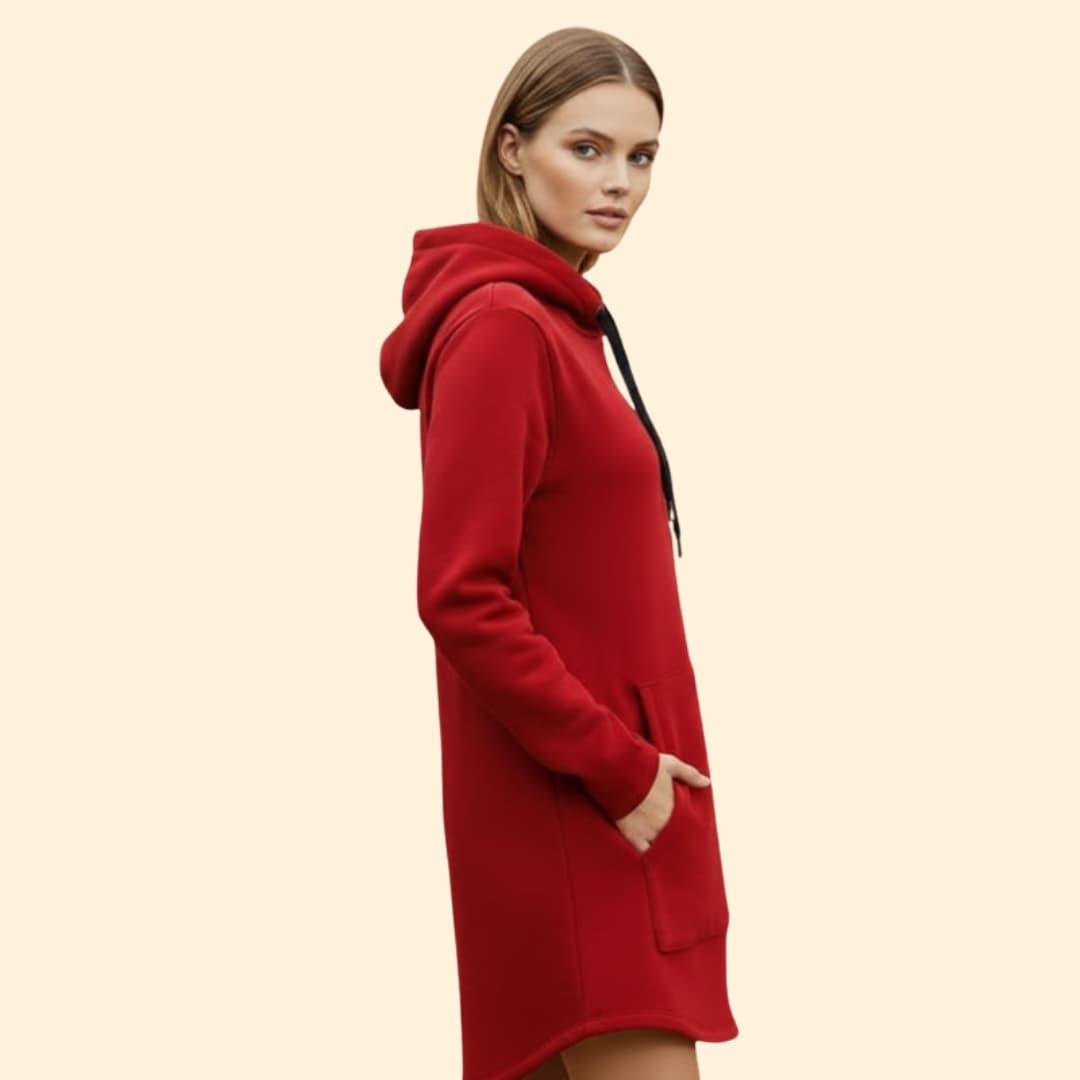 Women's Cozy Hoodie Dress with Pocket