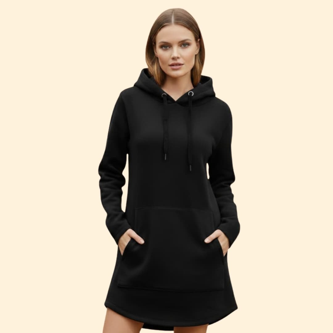 Women's Cozy Hoodie Dress with Pocket
