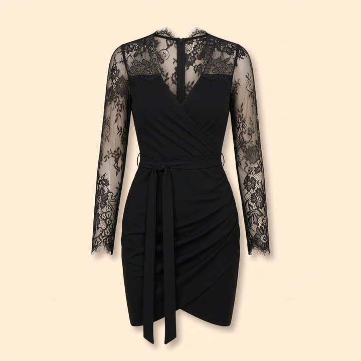 Women’s Elegant Lace Wrap Mini Dress