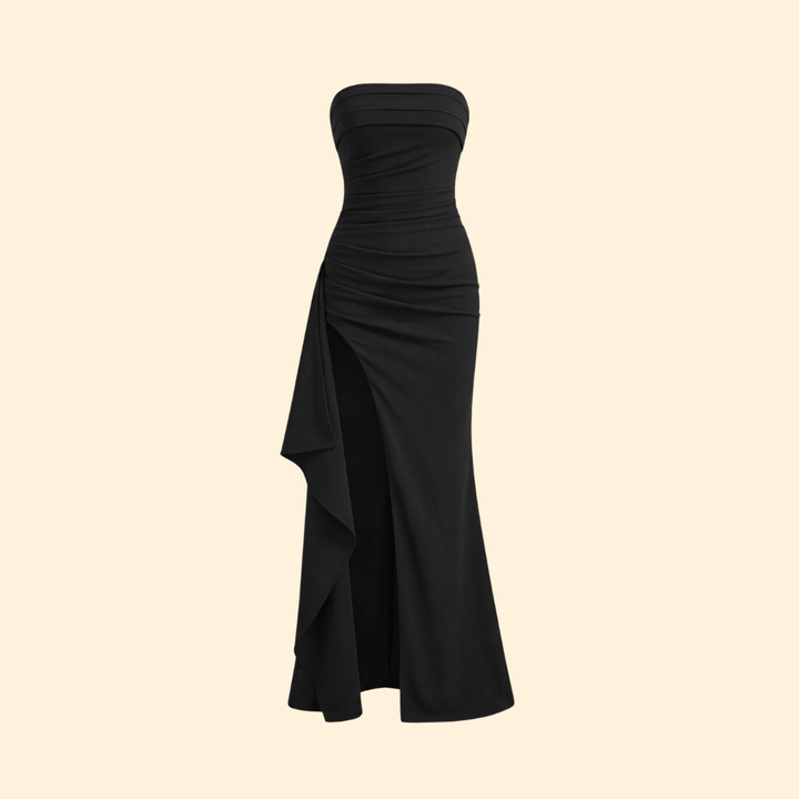 Women's Elegant Strapless Slit Dress