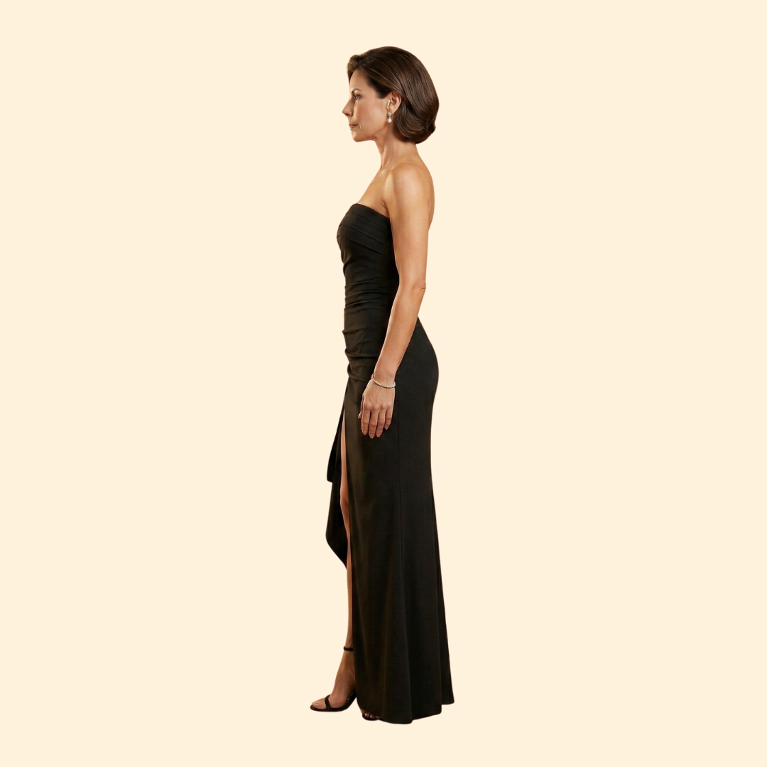 Women's Elegant Strapless Slit Dress