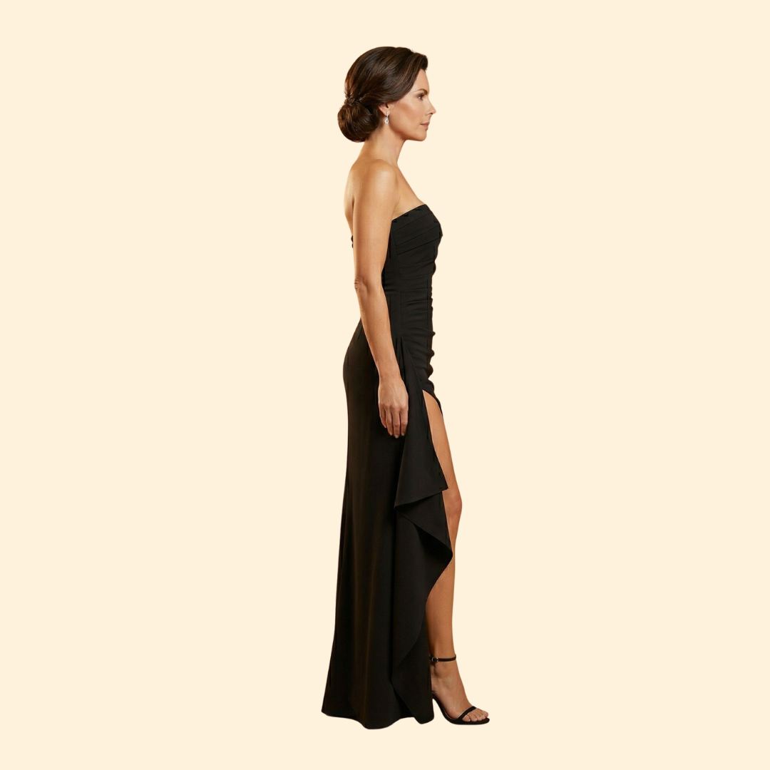 Women's Elegant Strapless Slit Dress