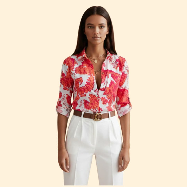Women's Floral Print Button-Down Shirt