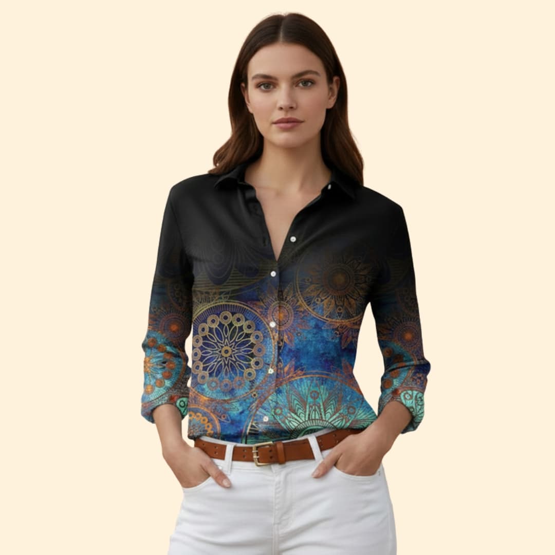 Women's Floral Print Button-Up Shirt