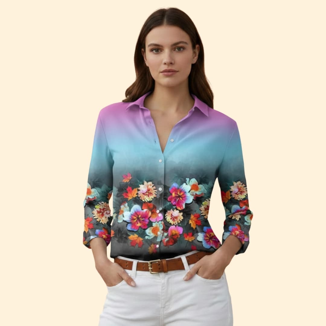 Women's Floral Print Button-Up Shirt