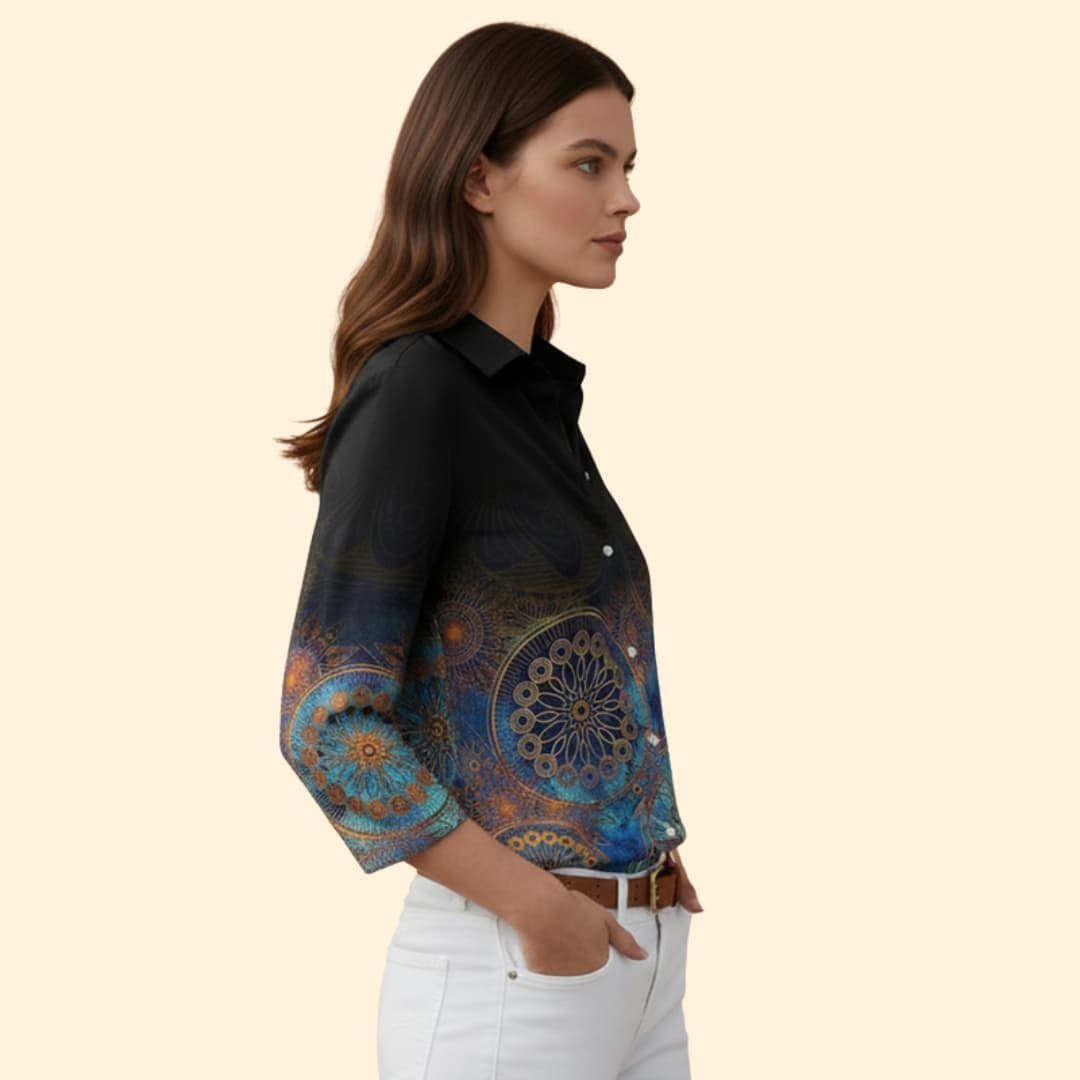 Women's Floral Print Button-Up Shirt