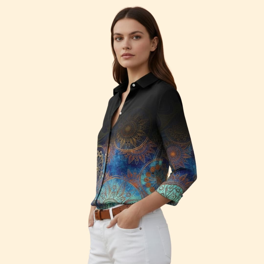 Women's Floral Print Button-Up Shirt