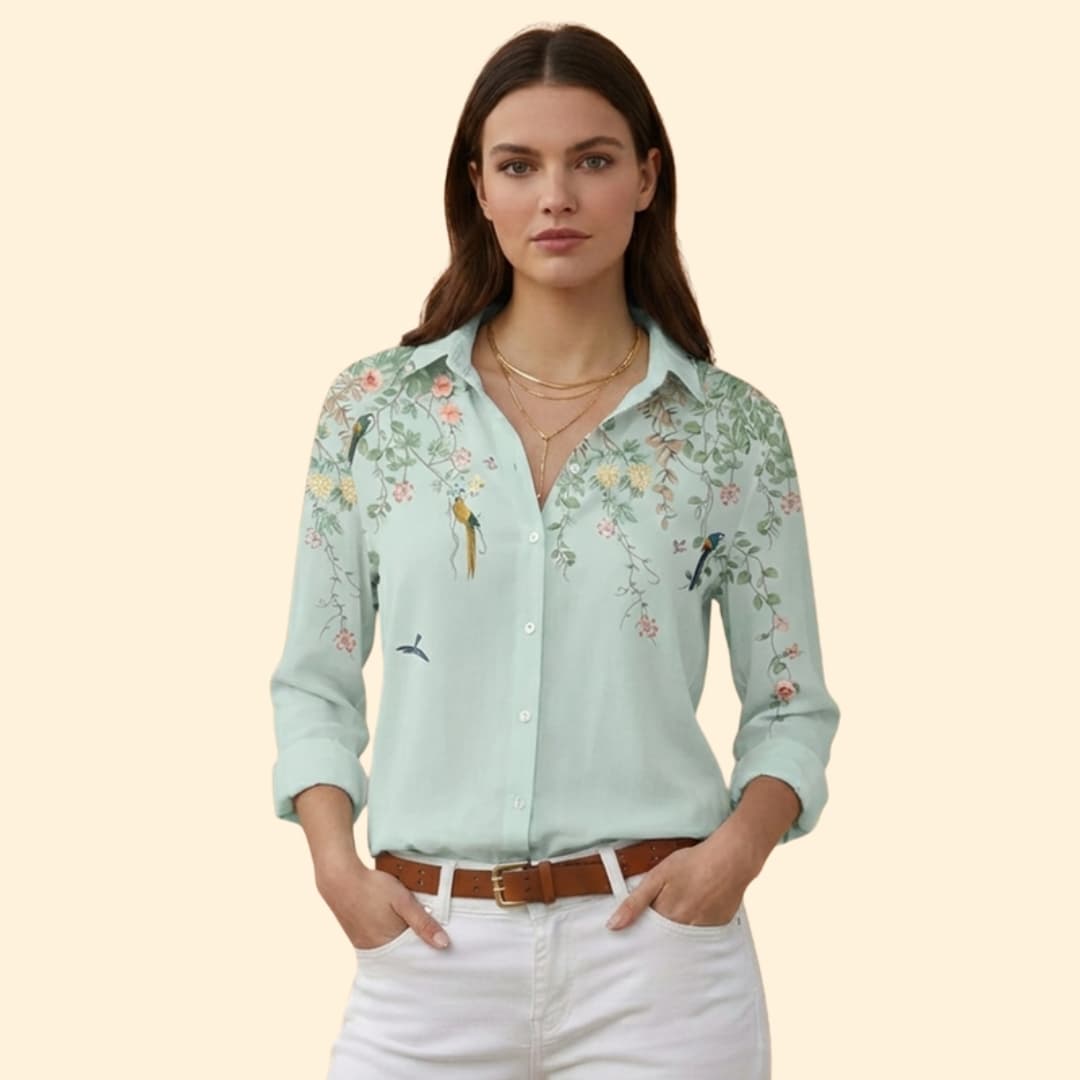 Women's Floral Print Button-Up Shirt