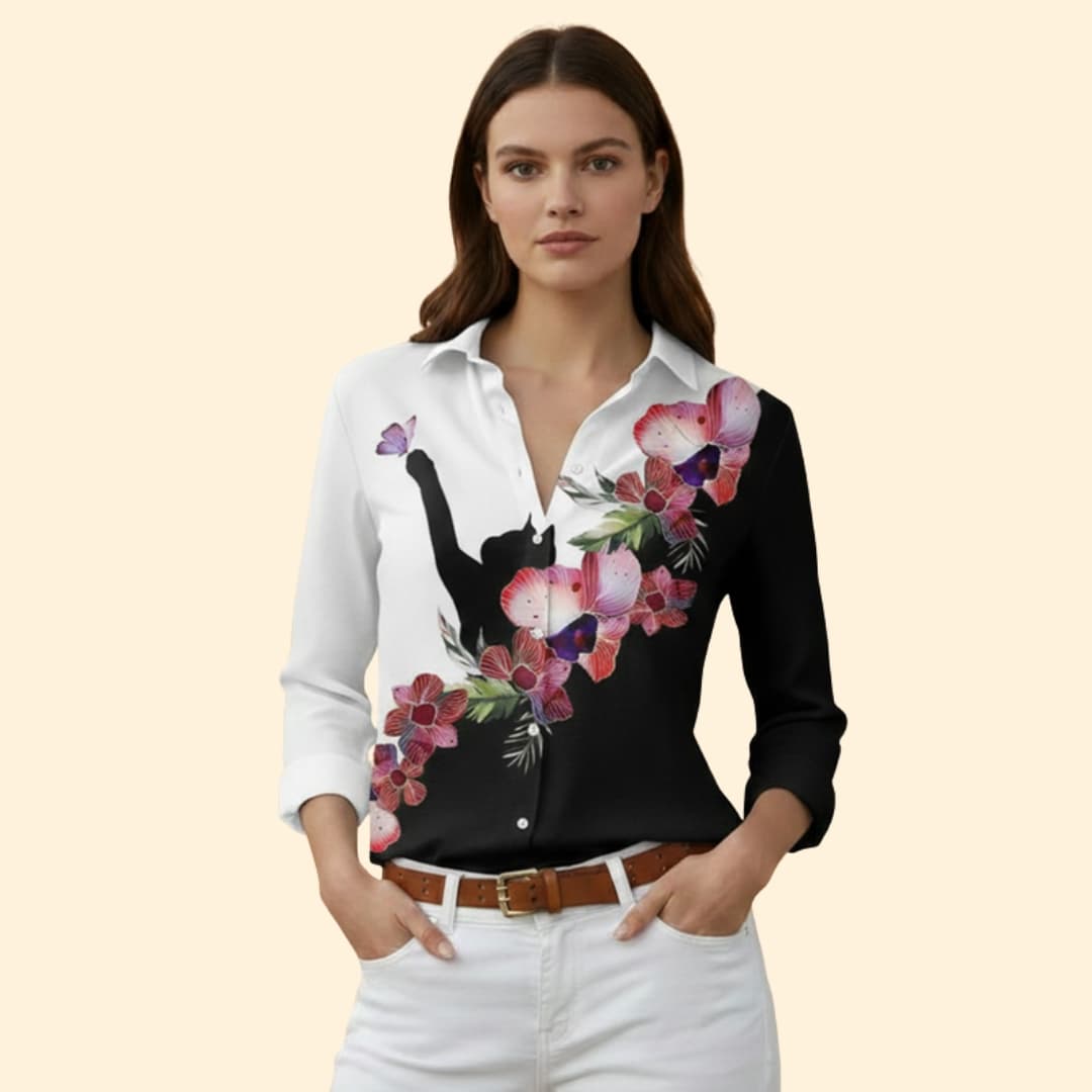 Women's Floral Print Button-Up Shirt